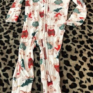 Posh Peanut Holiday Bear Print Kids Footie